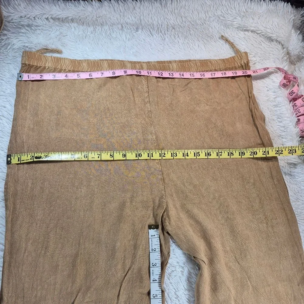 NWOT BILA Crinkle Gauze Embroidered Top & Pants Set Womans XL Boho Hippie Chic